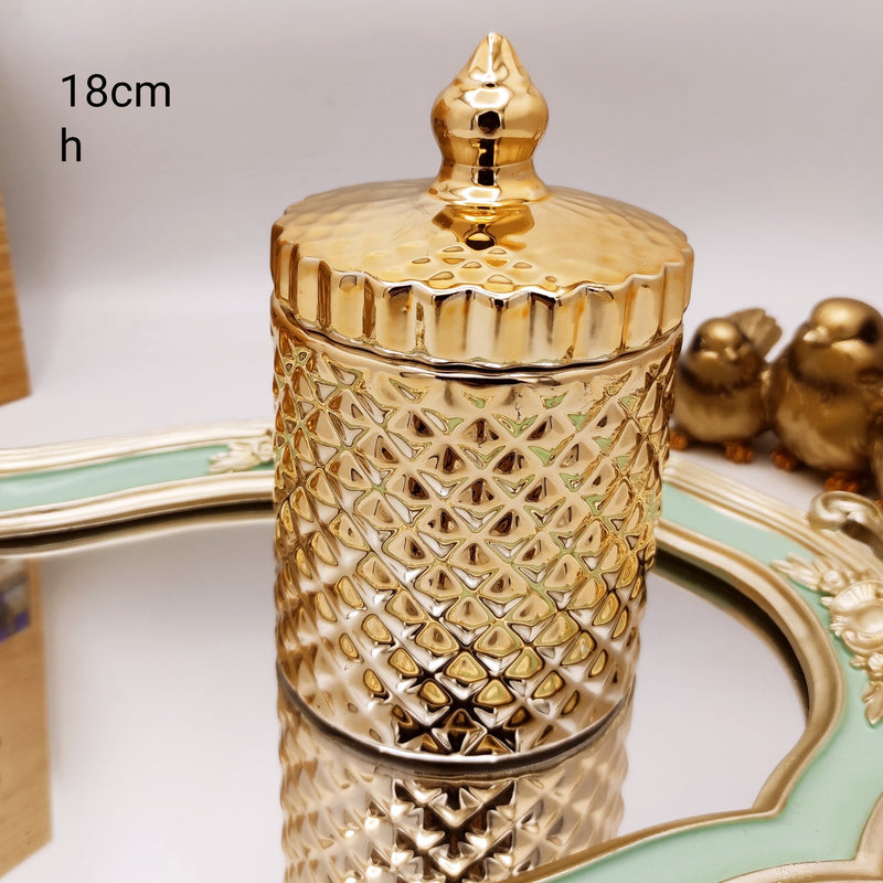 Golden Ceramic Jewelry box - waseeh.com