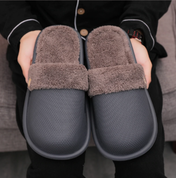 Winter Fur Waterproof Slippers (Grey) - waseeh.com