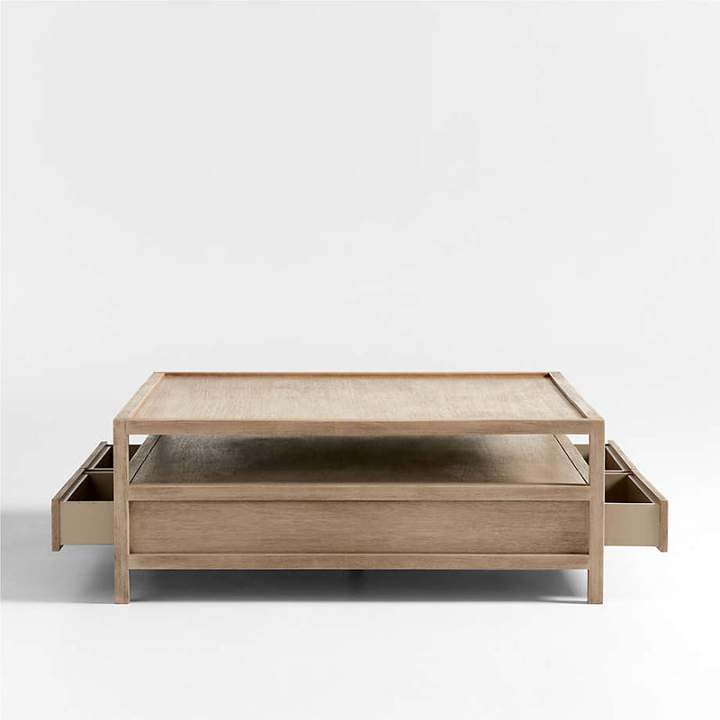 Caen Living Lounge Square Storage Coffee Table (Solid Wood)