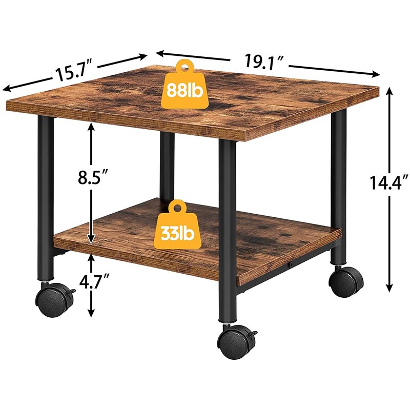 Rushford Rolling Home Office Side Table Organizer Trolley - waseeh.com