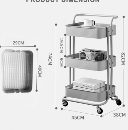 Nude Trolley Storage Basket (3-Tier) - waseeh.com