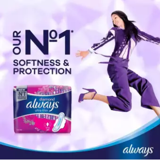 Always Diamonds Ultra Thin Sanitary Pads, Long, Single Pack - waseeh.com