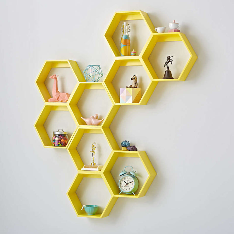 Techi Hexagonal Lounge Living Drawing Room Floating Shelve Decor - waseeh.com