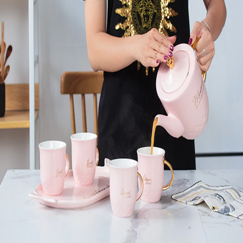 Mermaid Ceramic Teapot Set - waseeh.com