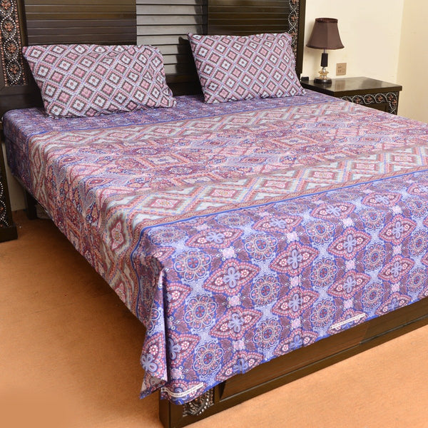 Purple punch cotton bed sheet with 2 pillow cases - waseeh.com