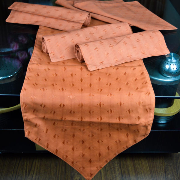 Orange Cotton table runner 7 PCS -printed - waseeh.com