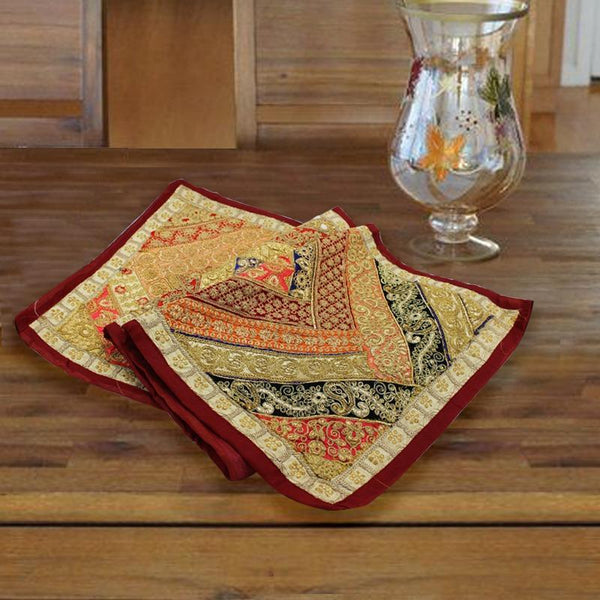 Brown border embroided table runner-1pc - waseeh.com