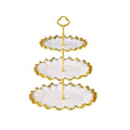 3 Portion Cupcake plate with golden borders - waseeh.com