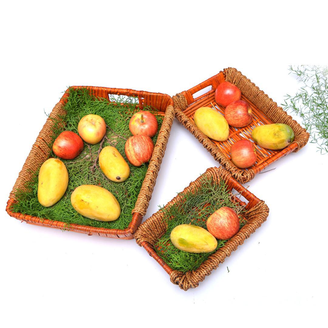 Handmade Wicker Basket (Square Shaped 3 pcs) - waseeh.com