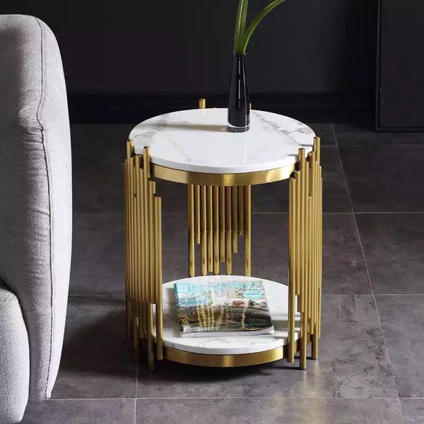 Gold Marble Living Room Lounge Decor Side Table - waseeh.com