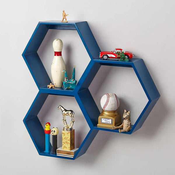 Techi Hexagonal Lounge Living Drawing Room Floating Shelve Decor - waseeh.com