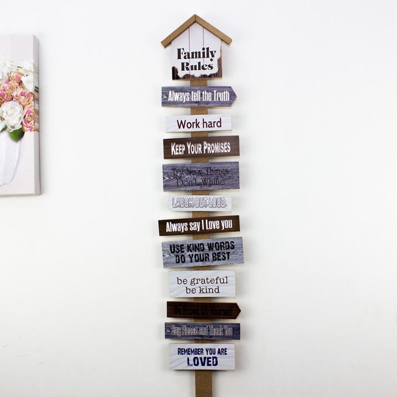 Wall "Familia Rules" Caption Decor - waseeh.com