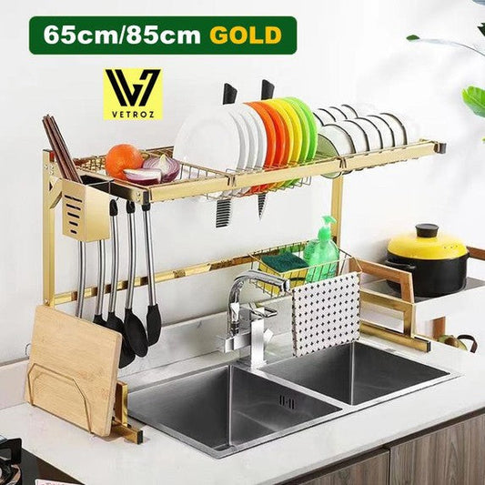 Kitchen Space Stainless Steel Dish Drying Rack (Golden) - waseeh.com