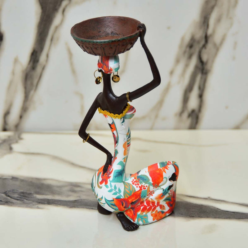 African Sitting Girl Decor - waseeh.com