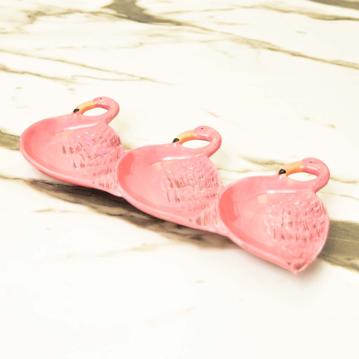 Triple Flamingo Ceramic Tray - waseeh.com