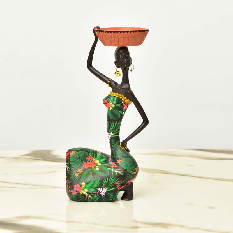 African Sitting Girl Decor - waseeh.com