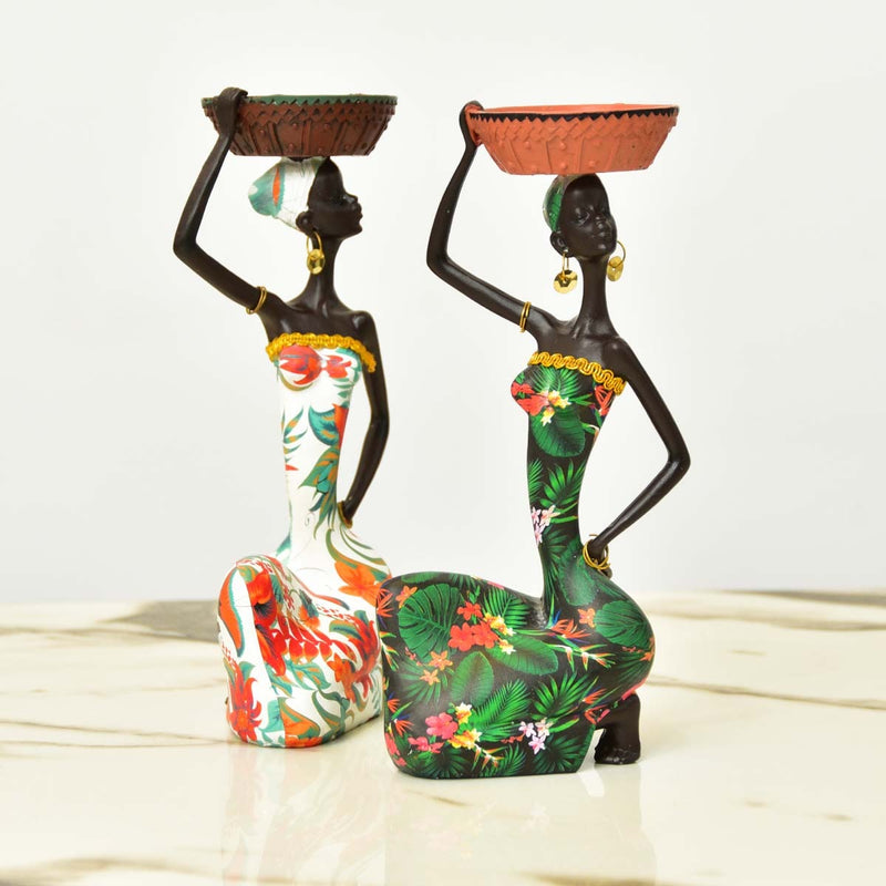 African Sitting Girl Decor - waseeh.com