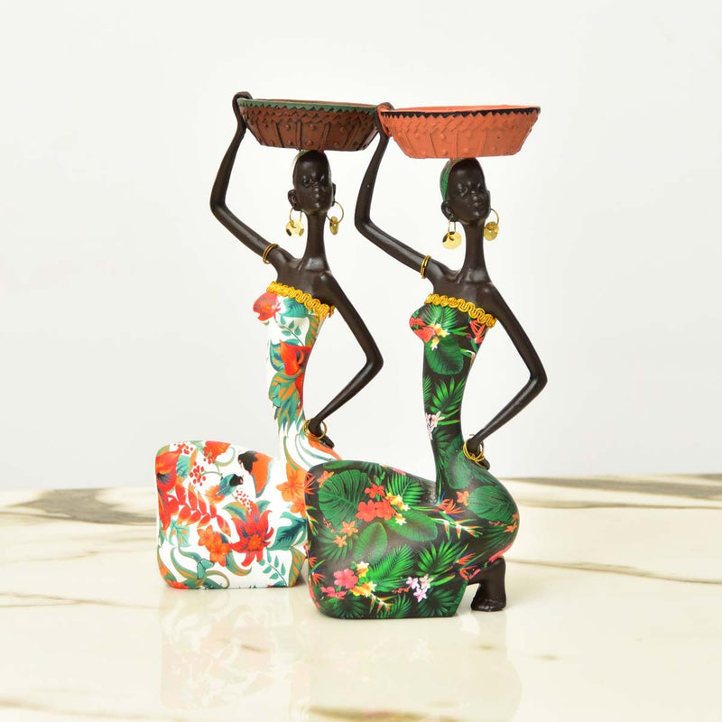 African Sitting Girl Decor - waseeh.com