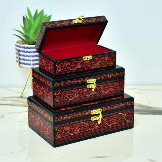 Wooden Hand Made Jewellery Box (set of 3) - waseeh.com