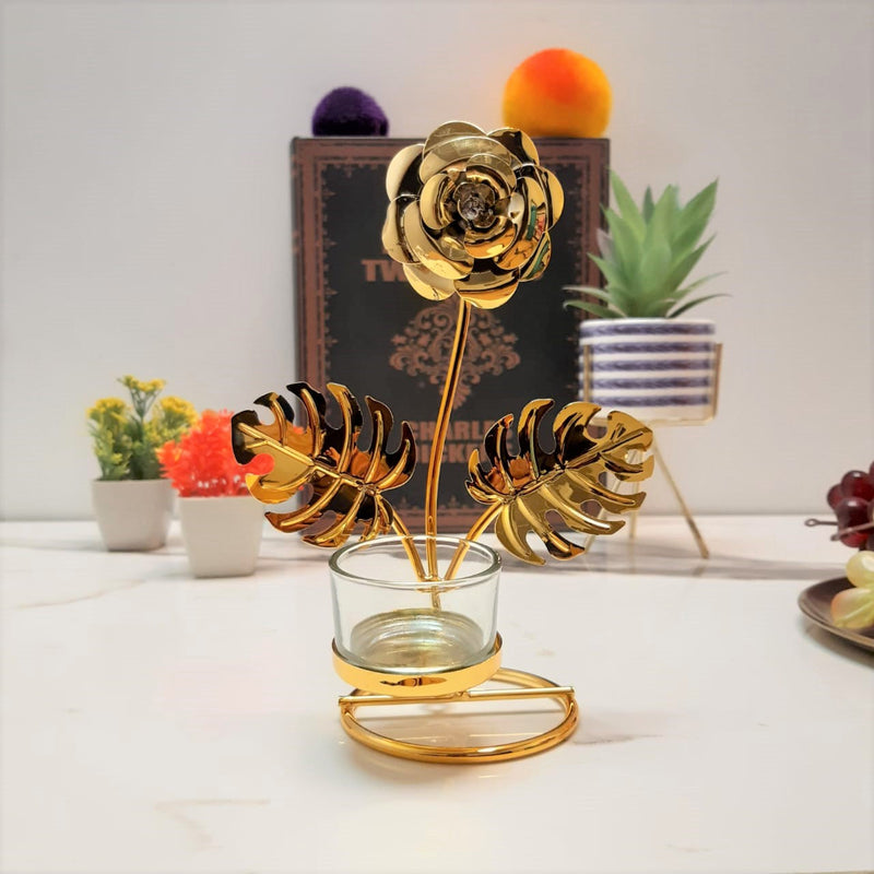 Golden Flower Candle Holder - waseeh.com