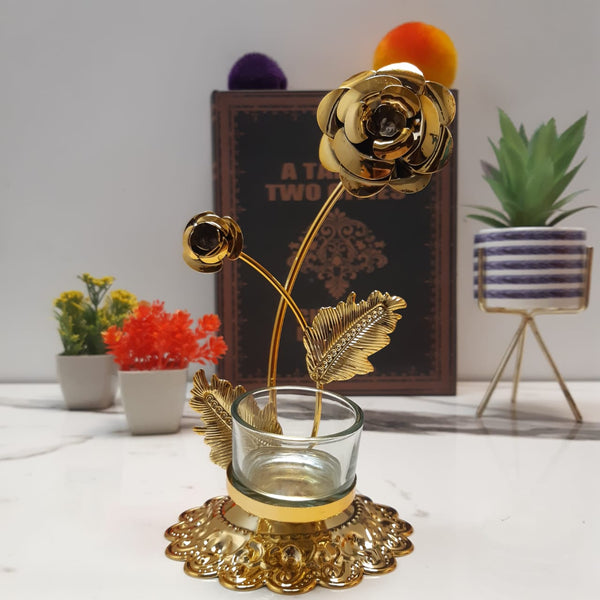 Golden Flower Candle Holder - waseeh.com