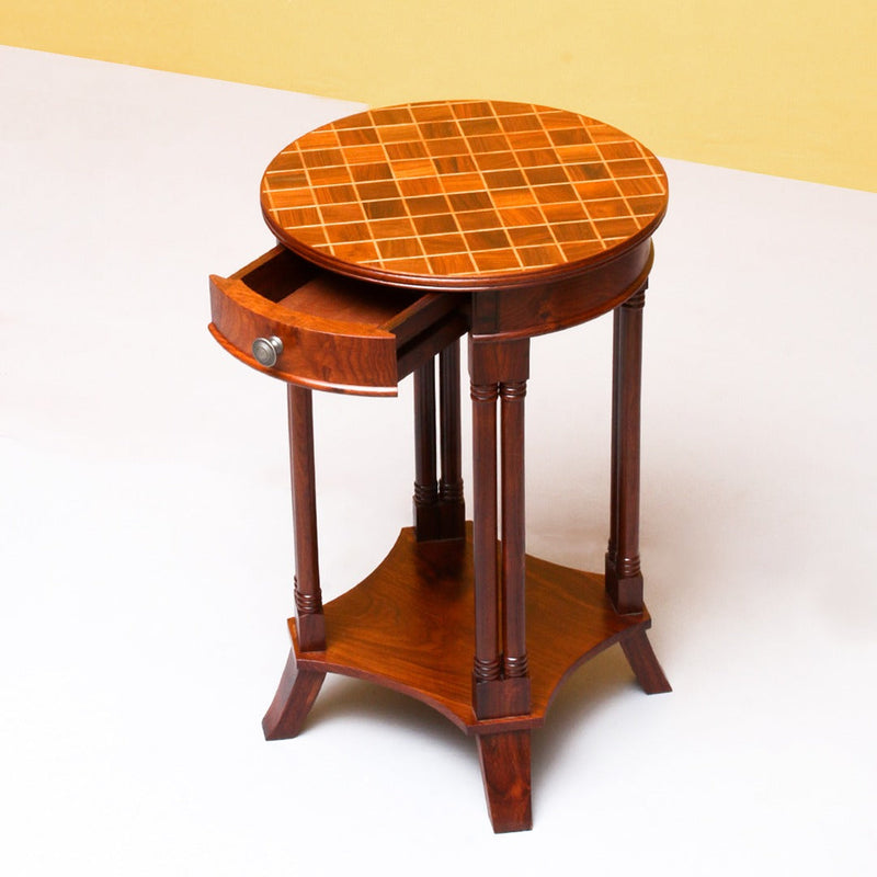 Chess Blocks Living Lounge Bedroom Shisham Side Table - waseeh.com