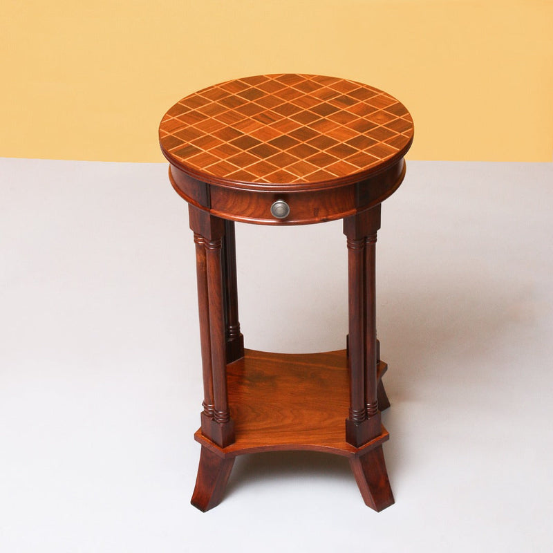 Chess Blocks Living Lounge Bedroom Shisham Side Table - waseeh.com