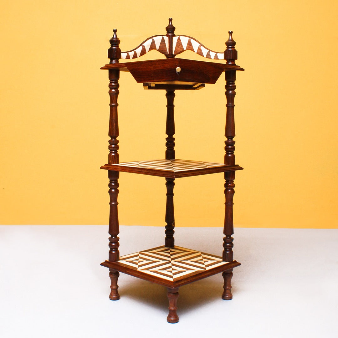 Mystery Corner Shelf Stand (Shisham) - waseeh.com