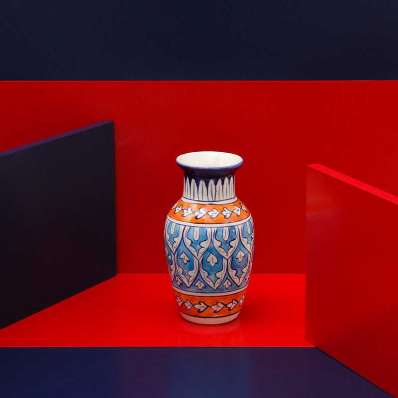 Pristine felicity Vase-Blue pottery - waseeh.com