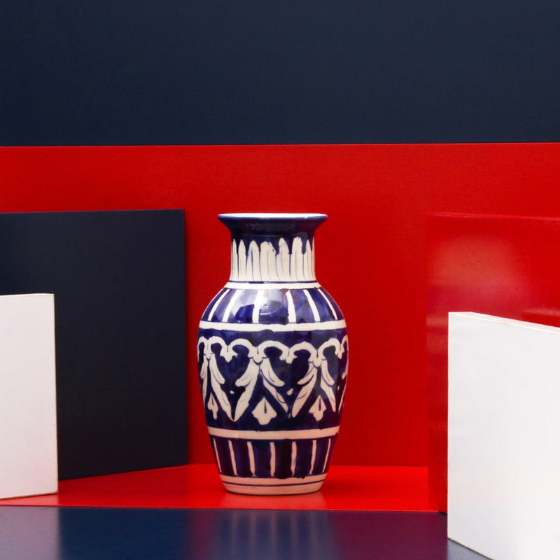 Pristine felicity Vase-Blue pottery - waseeh.com