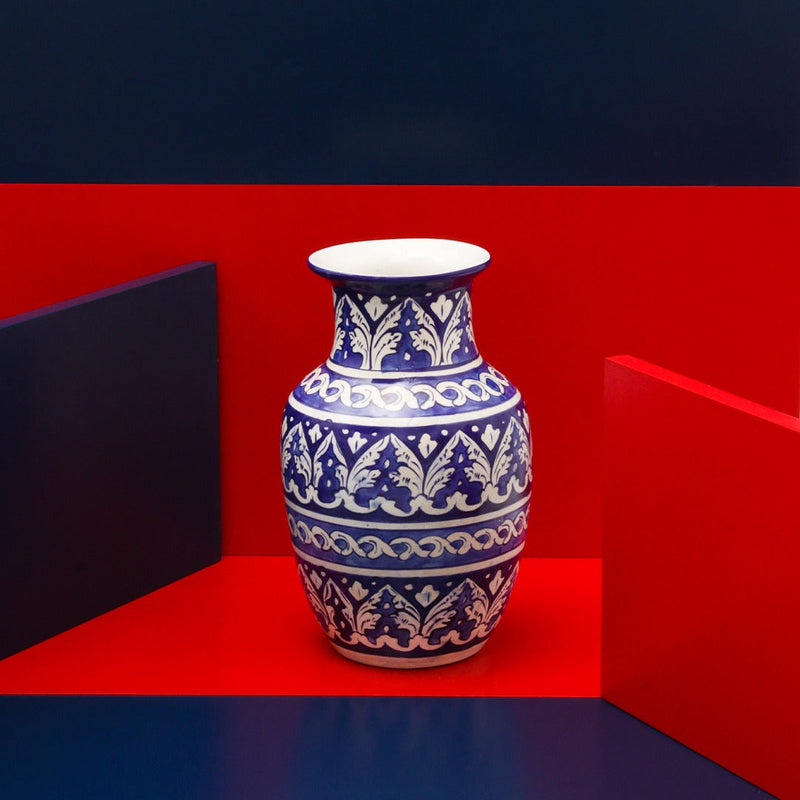 Thera Plume felicity Vase-Blue pottery - waseeh.com