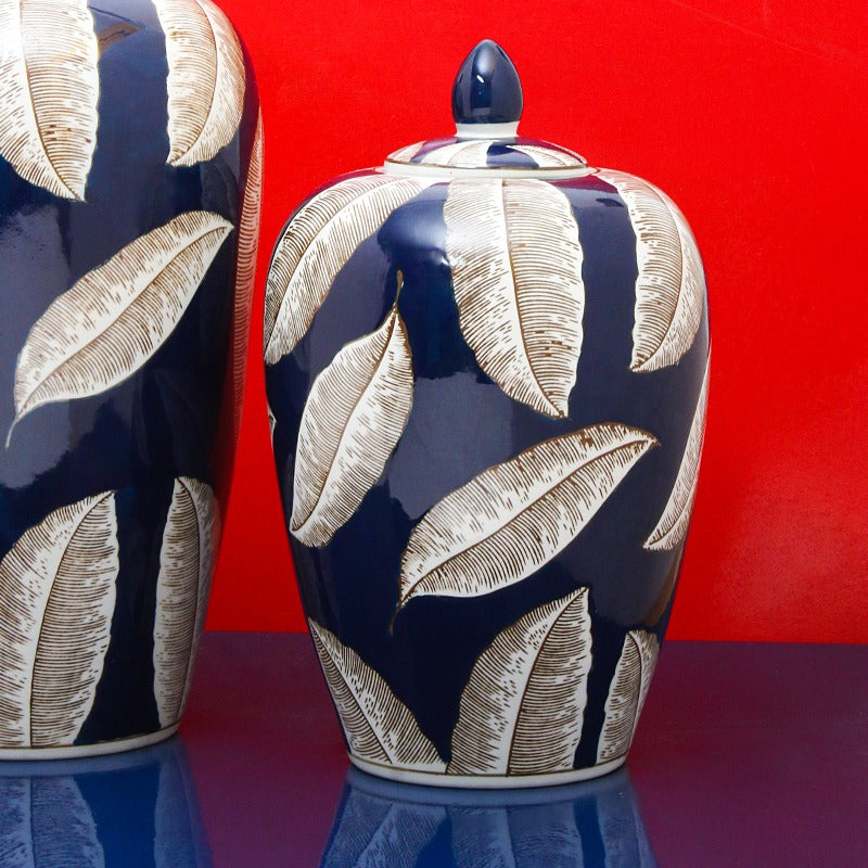 Leafy Cerulean Vases - waseeh.com