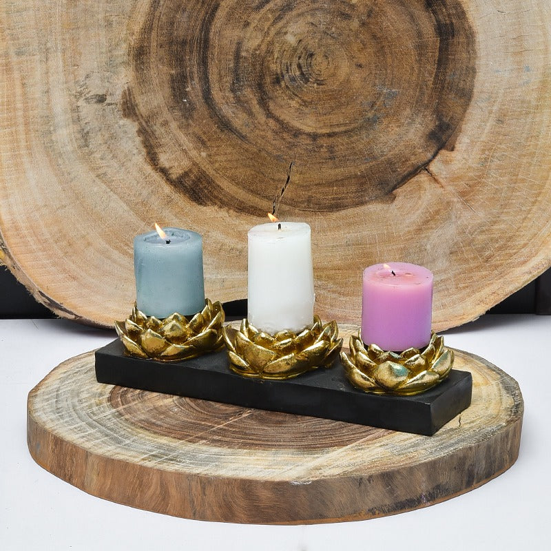 Trio Flower Candle Tray - waseeh.com