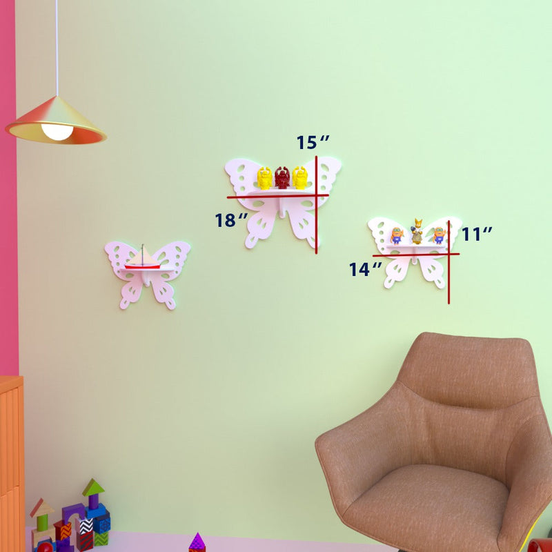 Crater Butterfly Kids Bedroom Floating Shelve Decor - waseeh.com