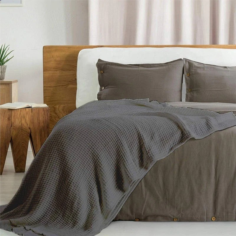 Spun Cotton Waffle Living Lounge Bedroom Thermal Blanket - waseeh.com