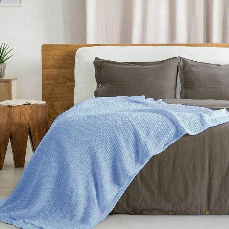 Spun Cotton Waffle Living Lounge Bedroom Thermal Blanket - waseeh.com