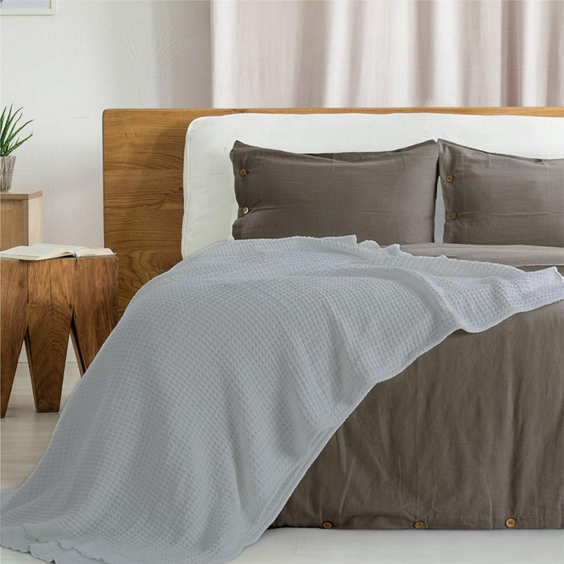 Spun Cotton Waffle Living Lounge Bedroom Thermal Blanket - waseeh.com