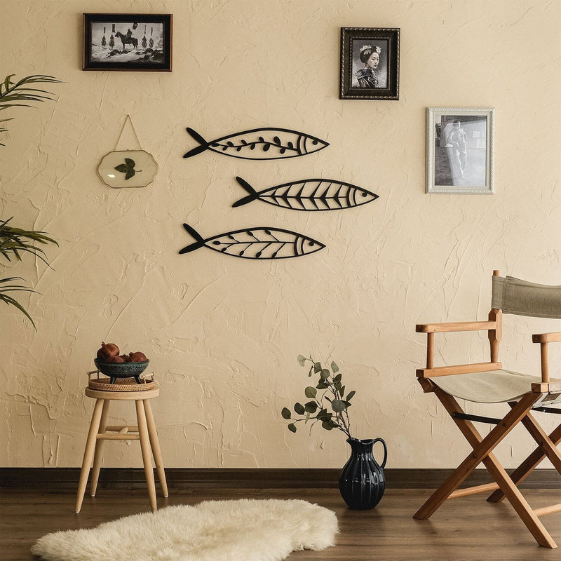 Gobius Trio Fish Wall Hanging Living Drawing Bedroom Decor (Set of 3) - waseeh.com