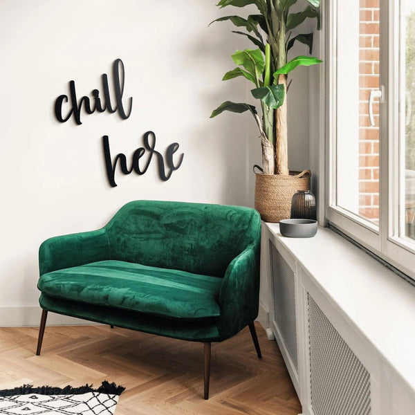 Chill Here Home Wall Hanging Living Lounge Bedroom Caption Decor - waseeh.com