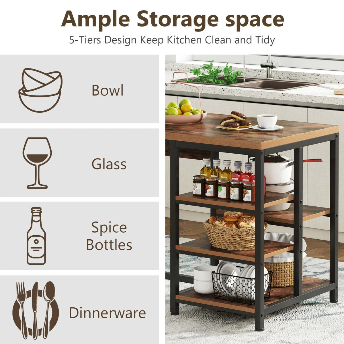 Comic Racking Island Comic Industrial Kitchen Island Storage Organizer Bakers Rack – Azhaan ...