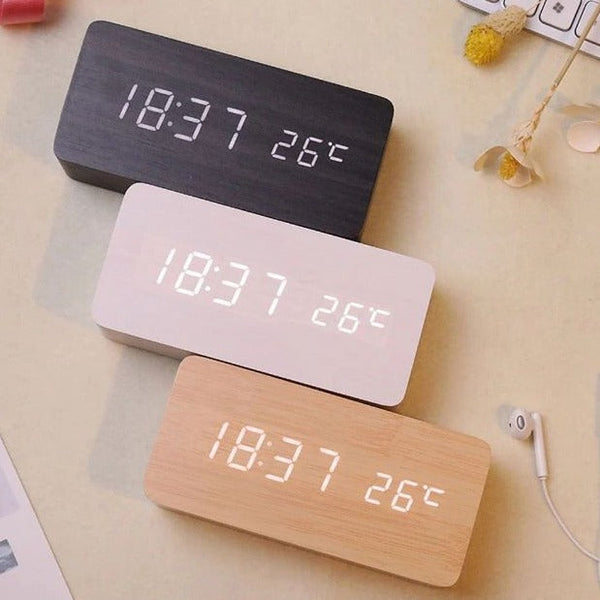 Rectangle Wooden Digital Alarm Clock - waseeh.com