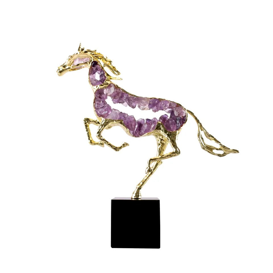 Double Pearl Horse Sculpture Decor - waseeh.com