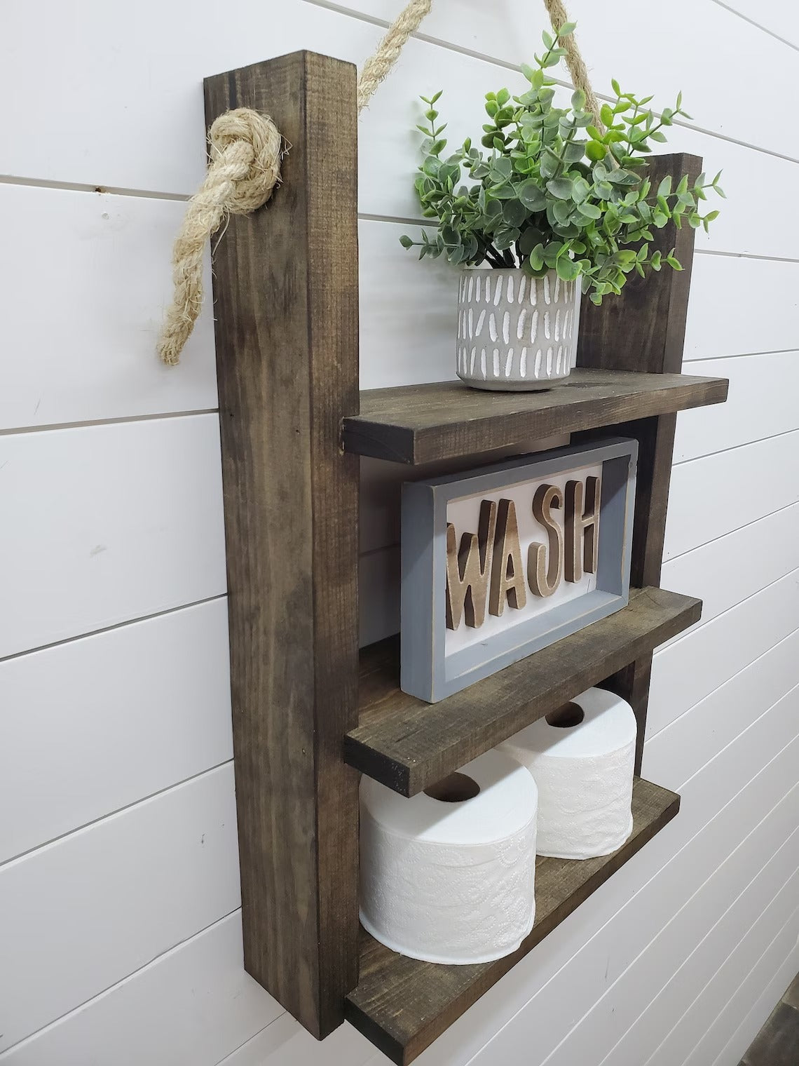 Rustic Wall Wood and Rope Ladder Shelf - Special