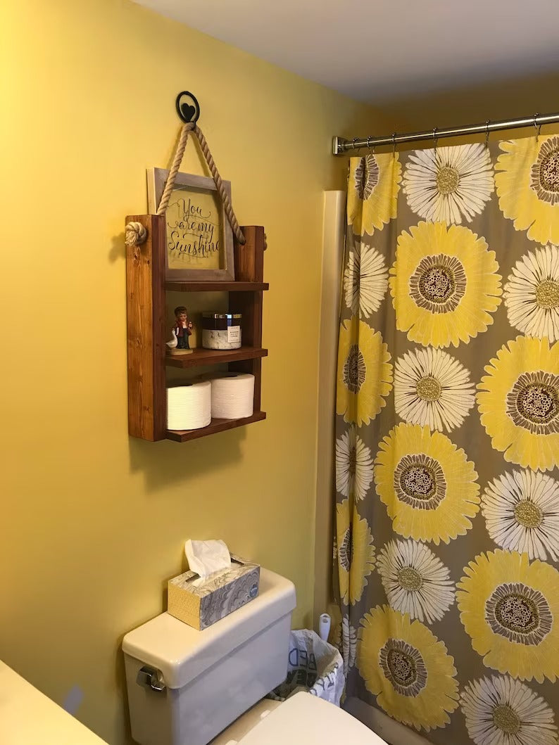 Rustic Wall Wood and Rope Ladder Shelf - Special