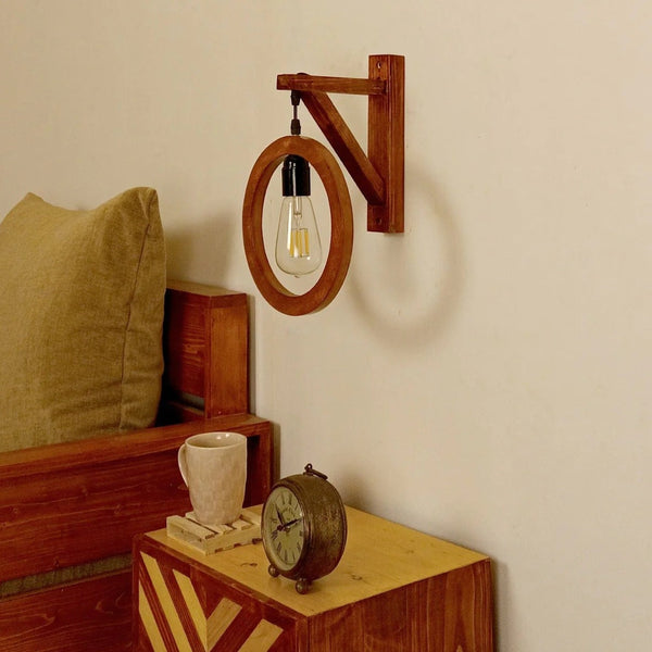 Halo Circle Wooden Wall Light Wall Hanging Lamp