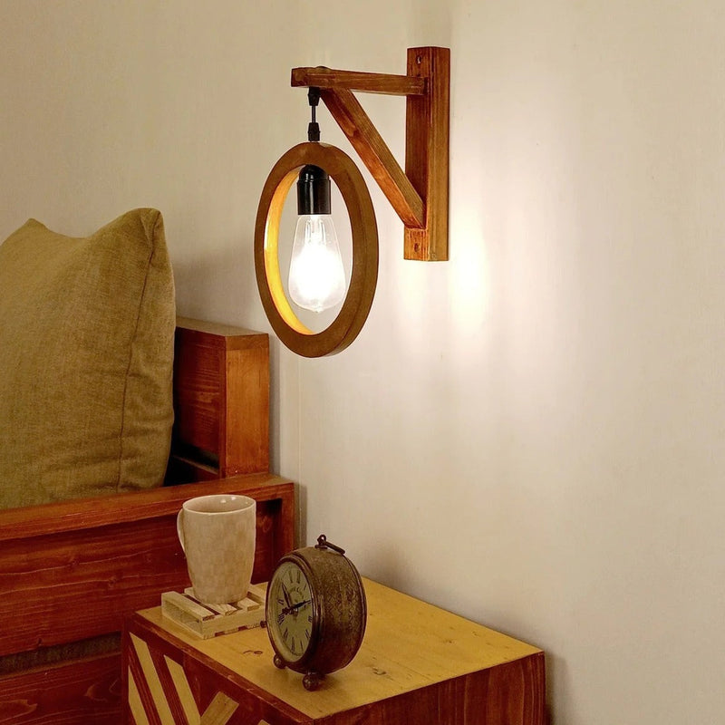 Halo Circle Wooden Wall Light Wall Hanging Lamp