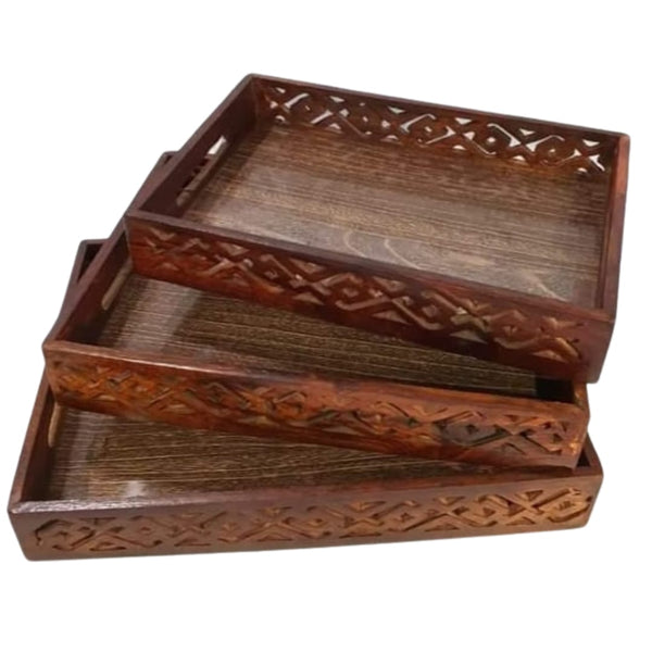 WOODEN TRAY  (SET OF 3)