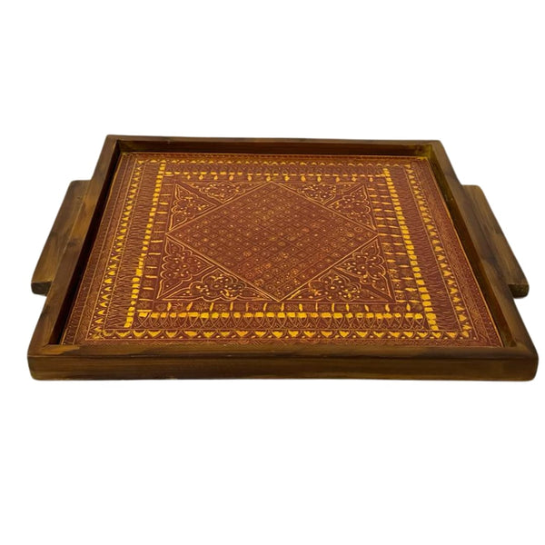 WOODEN ANTIQUE SERVING TRAY