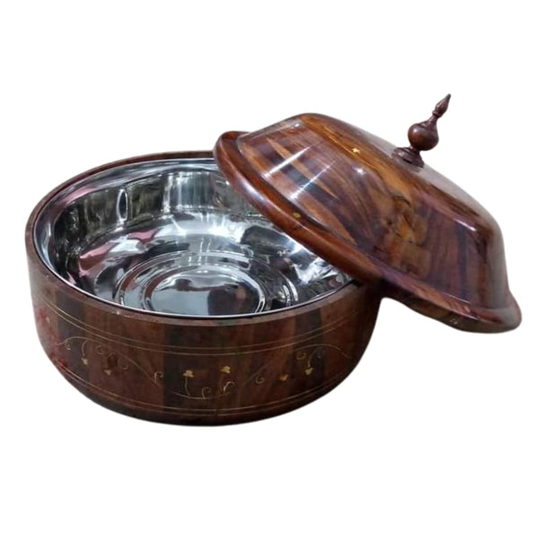 WOODEN HOTPOT WITH STEEL PLATE