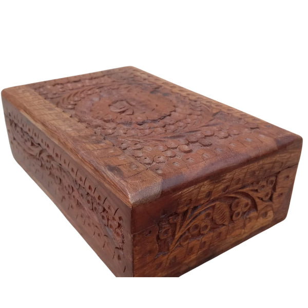 WOODEN CARVED JEWELRY BOX